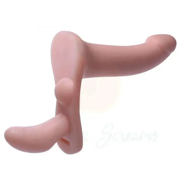 Realistic Feel Flesh Pink Double Penetration Strap-on Dildos Couples