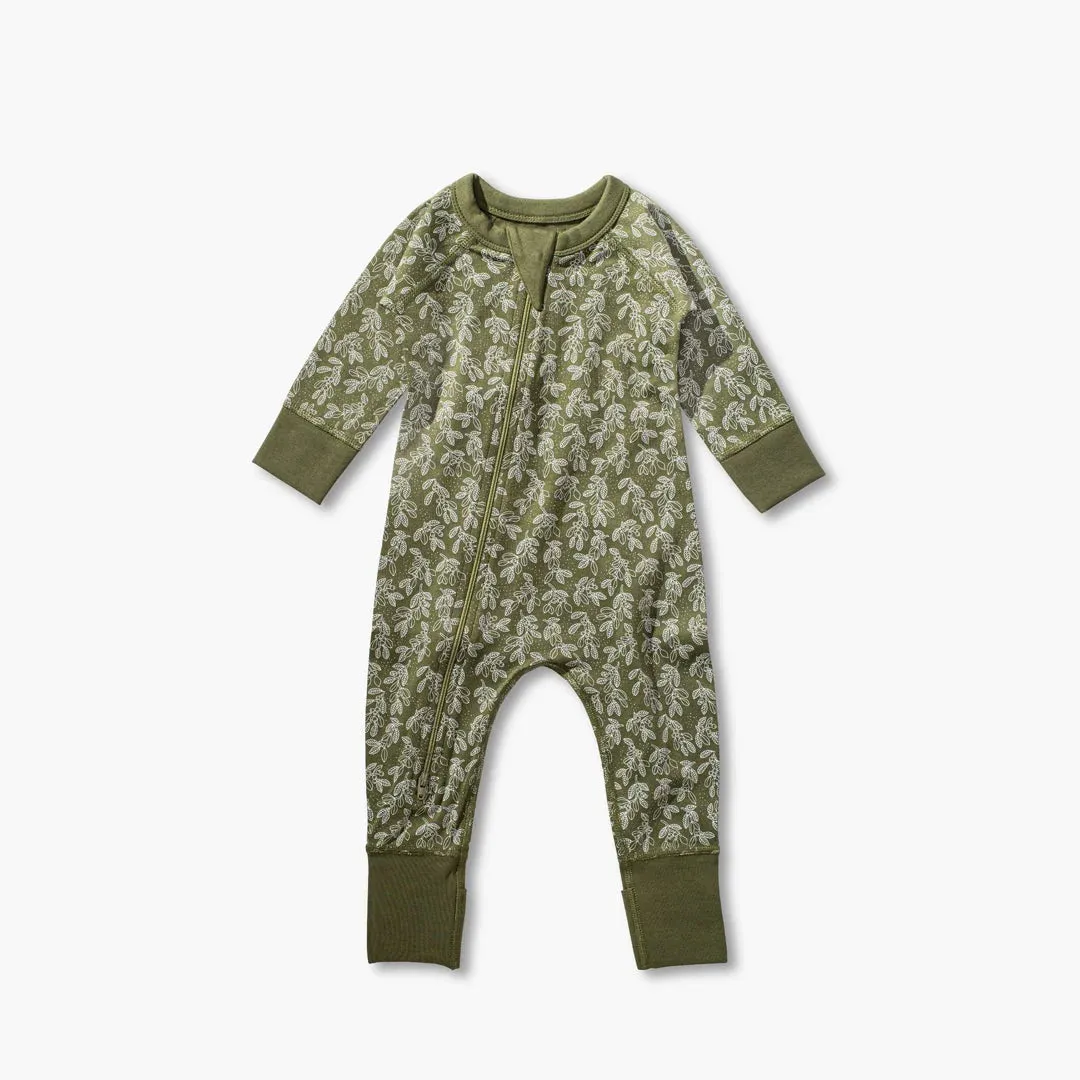 Sapling Child Organic Zip Romper - Mistletoe