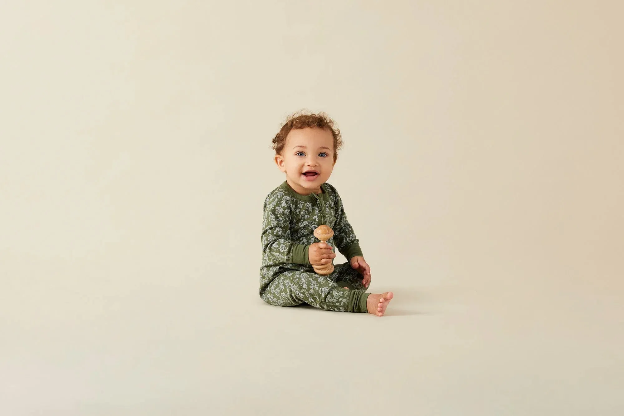 Sapling Child Organic Zip Romper - Mistletoe