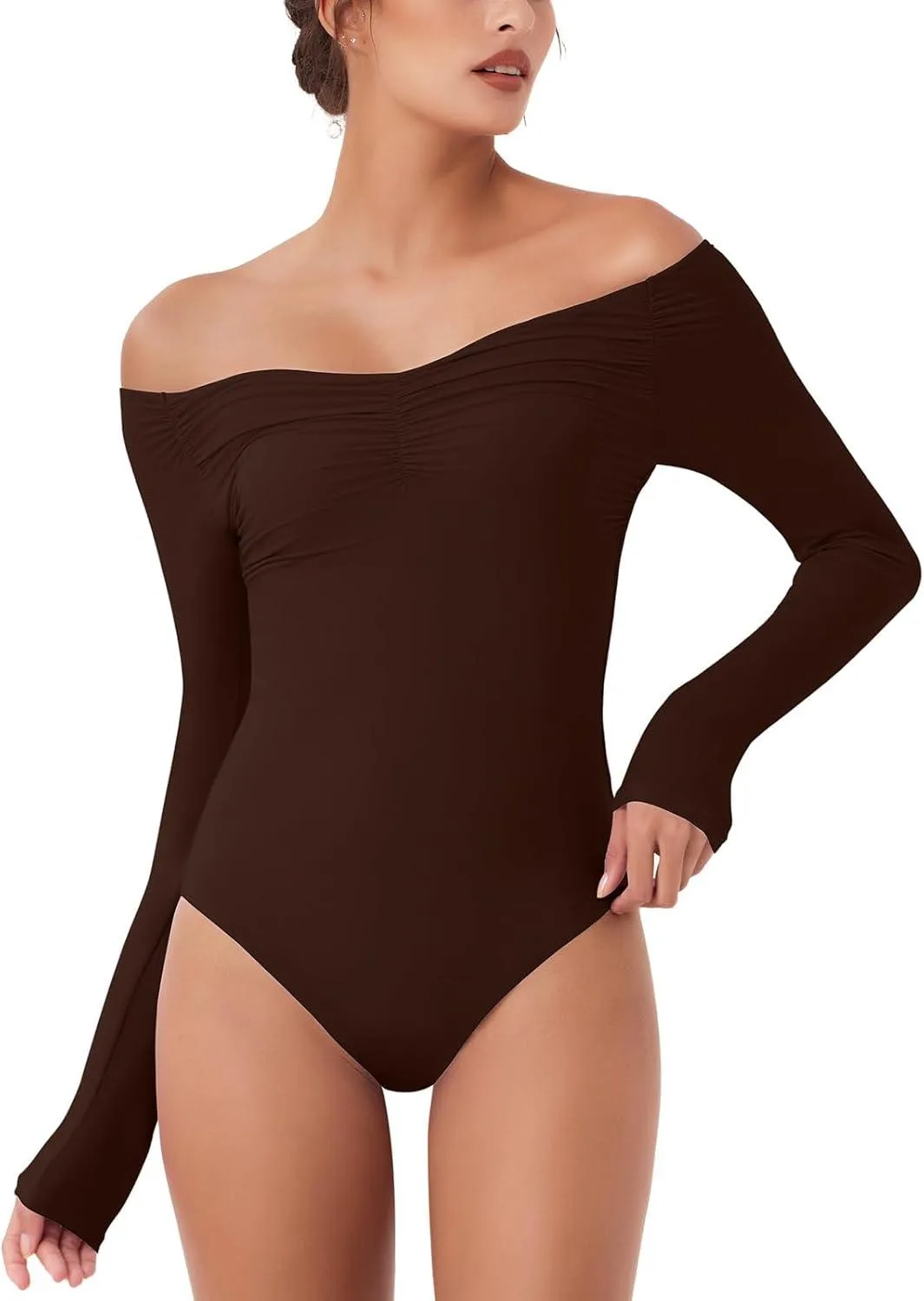 Seductive Off-Shoulder Long Sleeve Bodysuit
