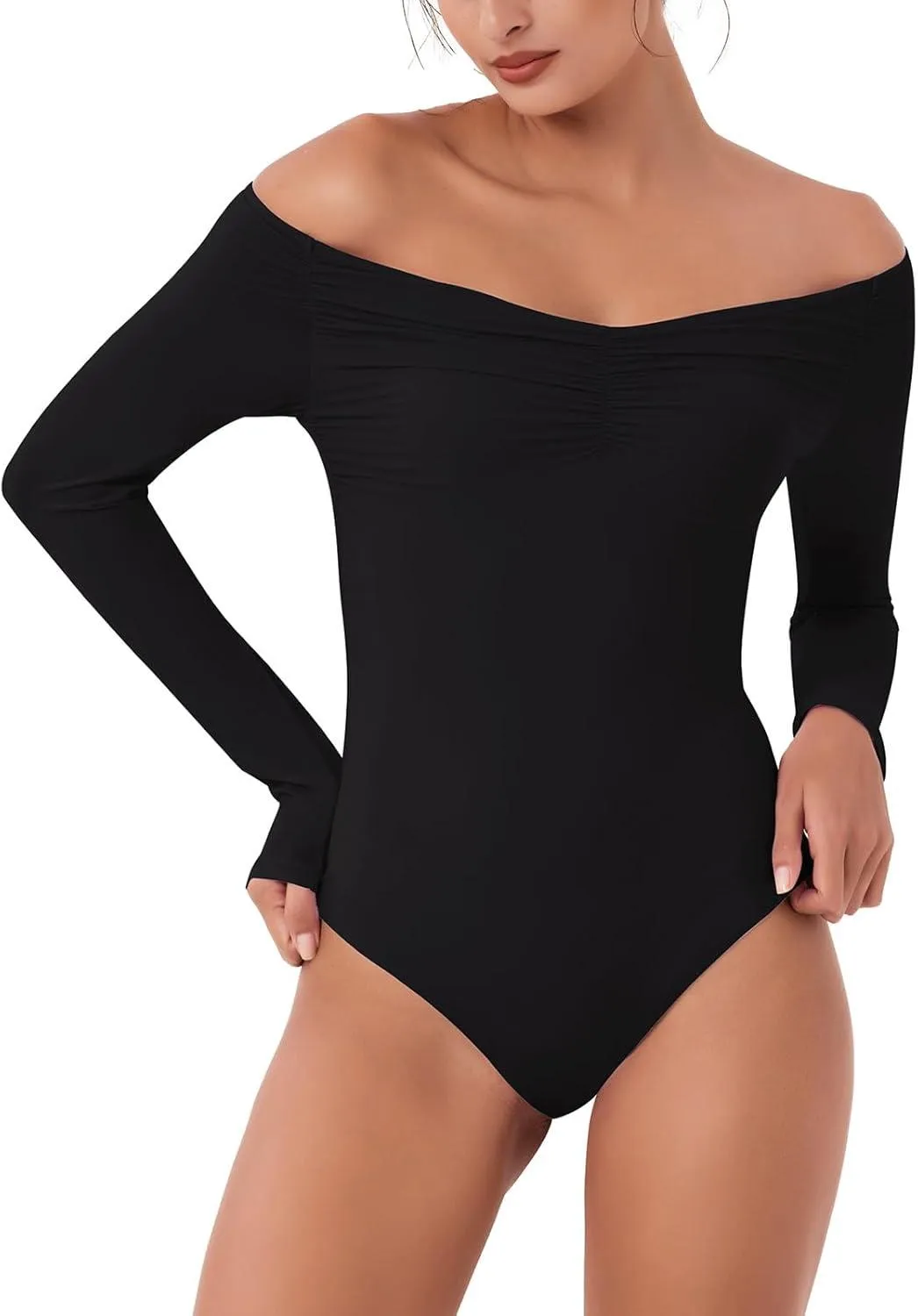 Seductive Off-Shoulder Long Sleeve Bodysuit