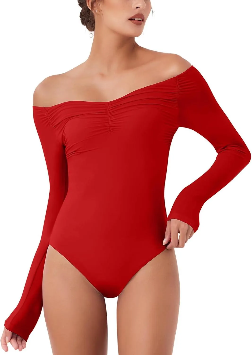 Seductive Off-Shoulder Long Sleeve Bodysuit