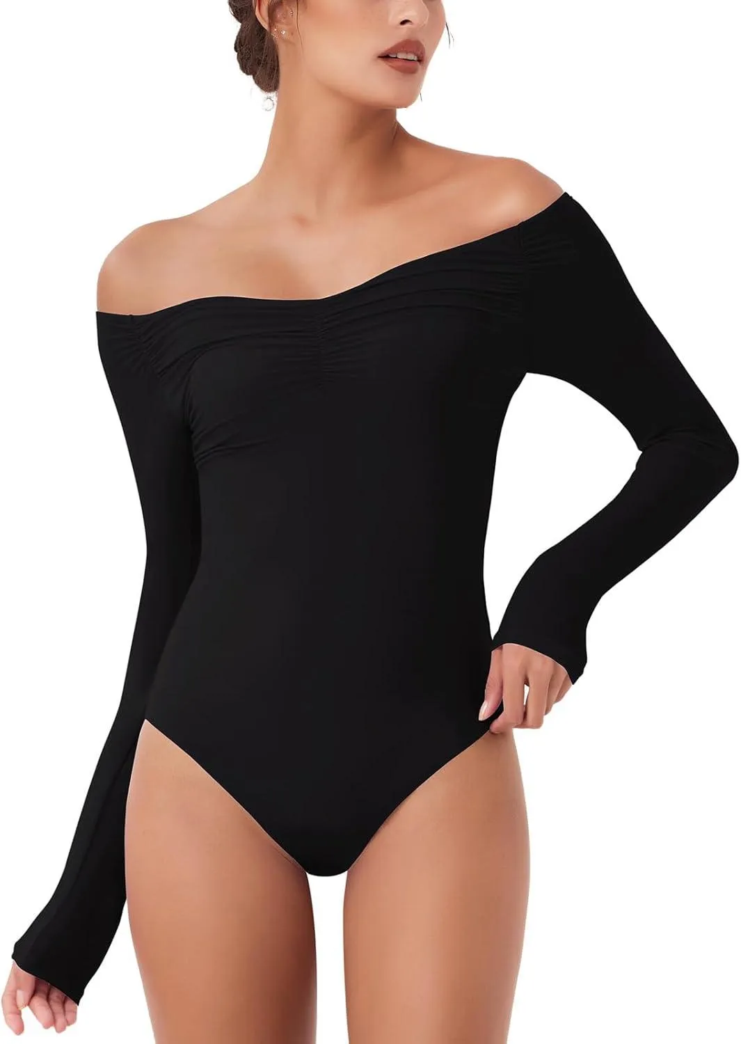 Seductive Off-Shoulder Long Sleeve Bodysuit
