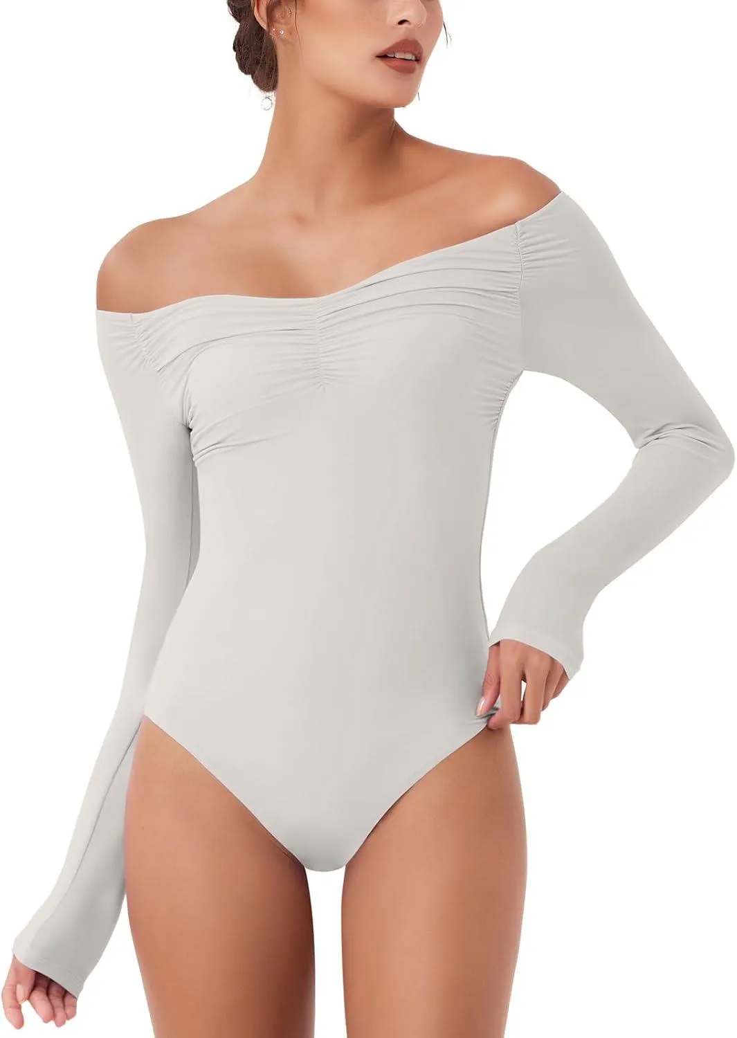 Seductive Off-Shoulder Long Sleeve Bodysuit