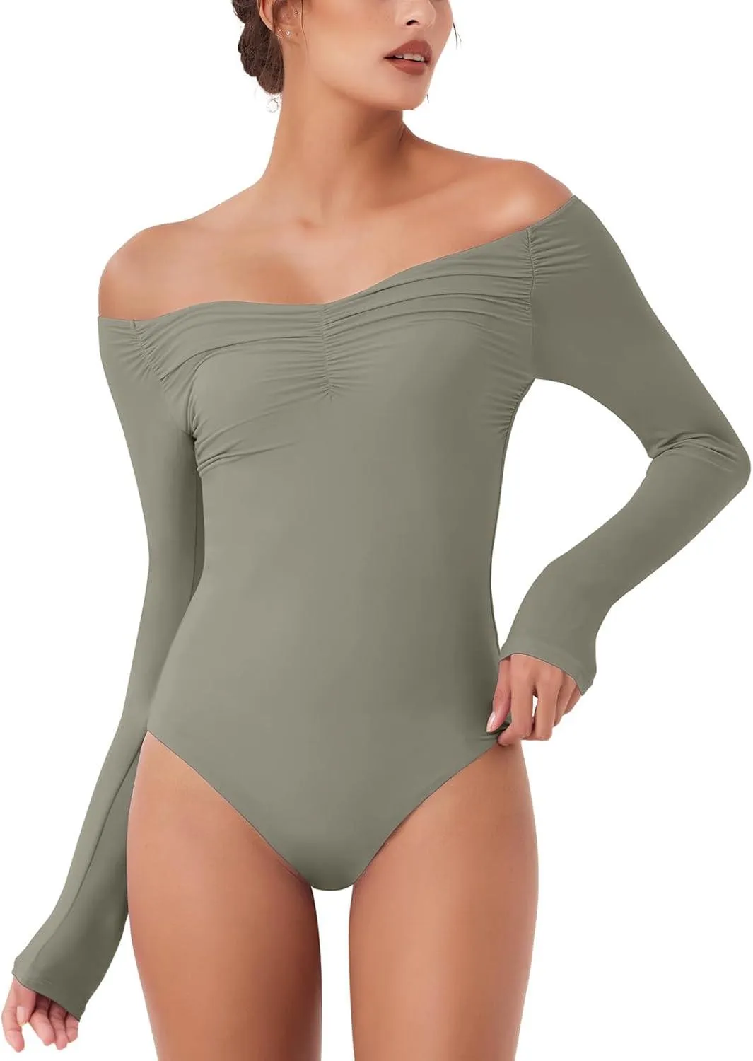 Seductive Off-Shoulder Long Sleeve Bodysuit