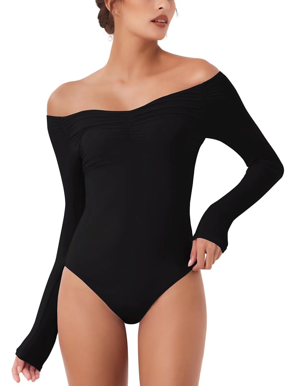 Seductive Off-Shoulder Long Sleeve Bodysuit