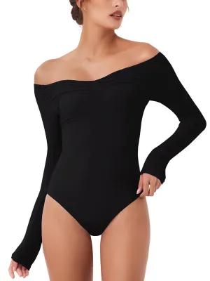 Seductive Off-Shoulder Long Sleeve Bodysuit