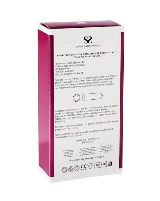 Share Satisfaction Flavoured Condoms - Mixed Pack of 12