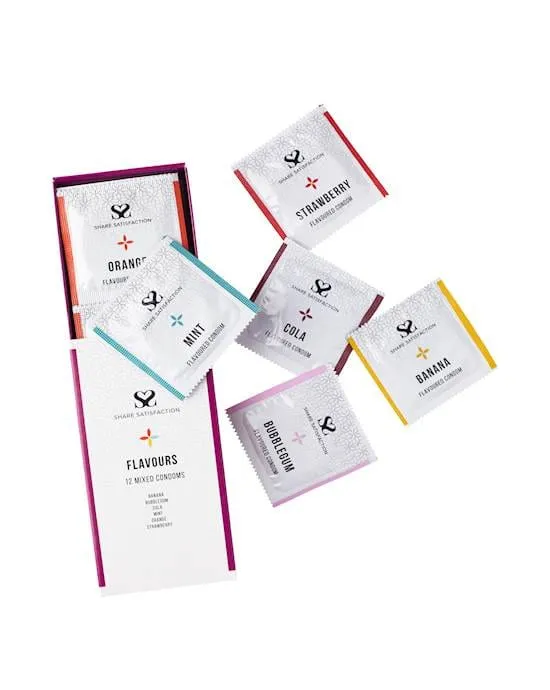Share Satisfaction Flavoured Condoms - Mixed Pack of 12