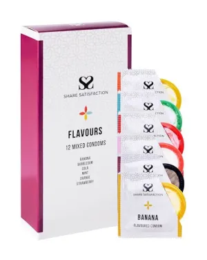 Share Satisfaction Flavoured Condoms - Mixed Pack of 12