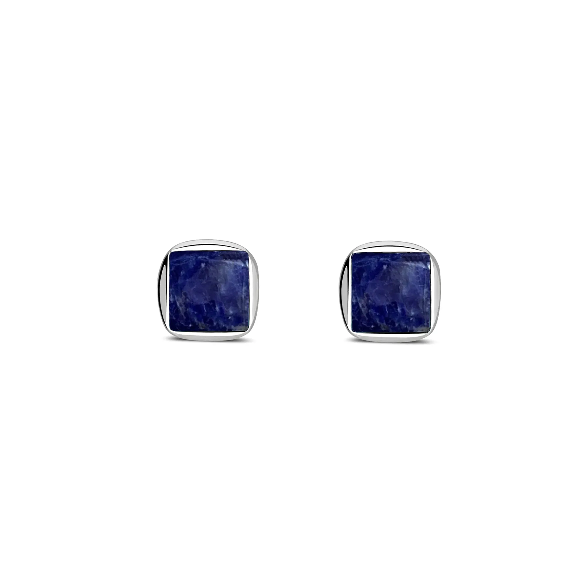 Sterling Silver Sodalite Designer Square Stud Earrings