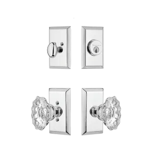 Studio Entry Set with Chateau Crystal Knob in Bright Chrome