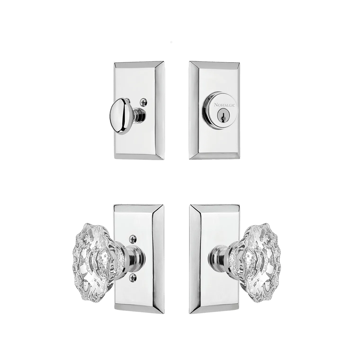 Studio Entry Set with Chateau Crystal Knob in Bright Chrome