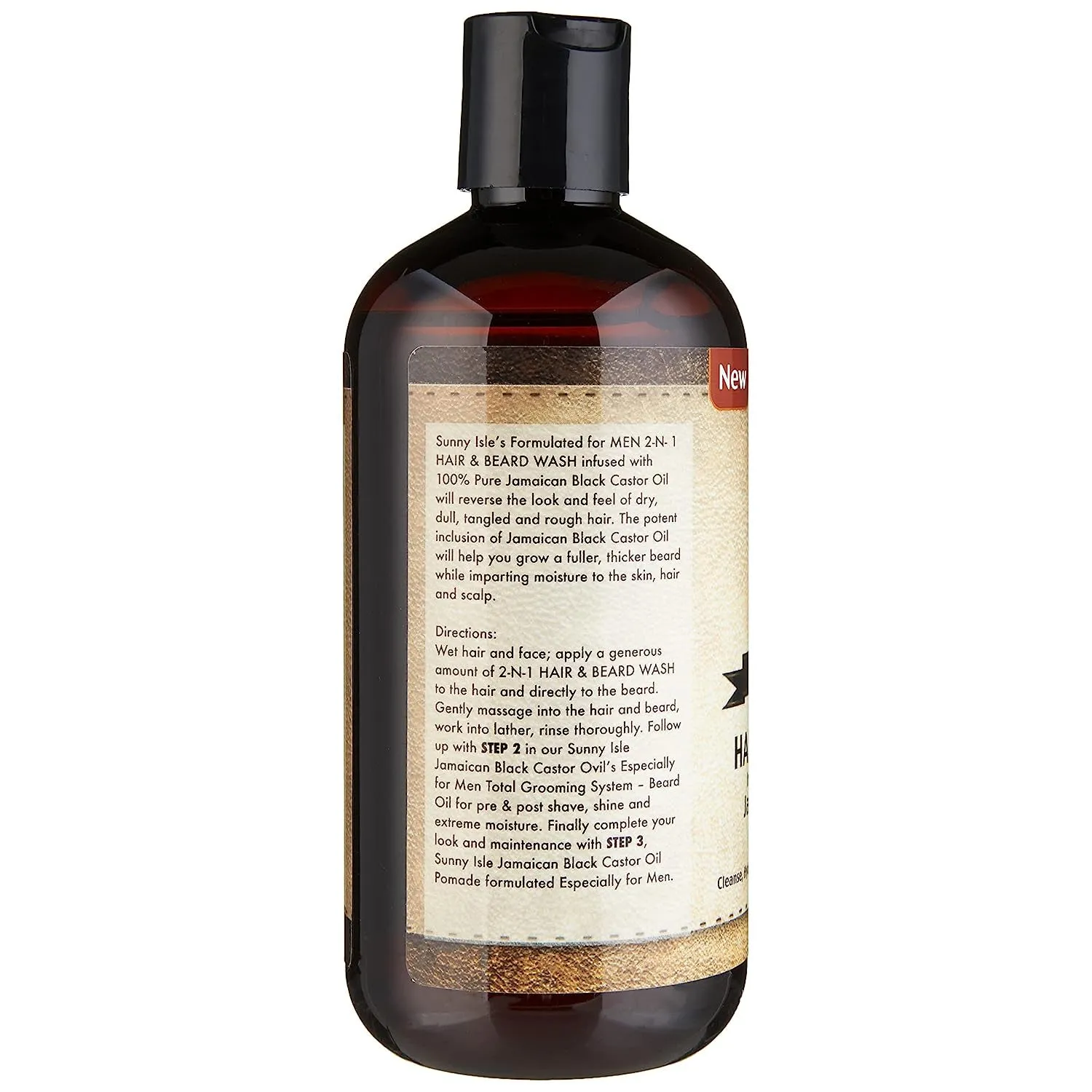 Sunny Isle Jamaican Black Castor Oil Formulated for Men 2-N-1 Hair and Beard Wash 12oz