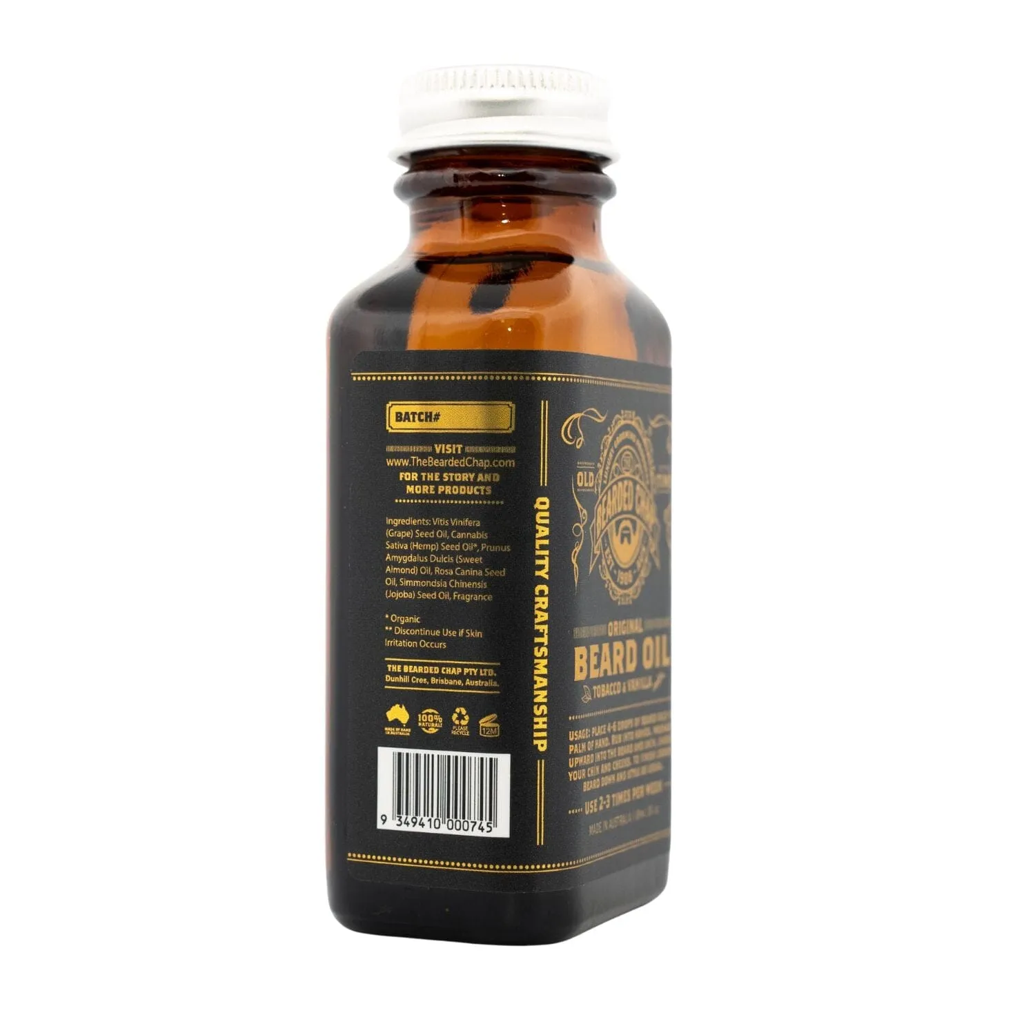The Bearded Chap Tobacco & Vanilla Beard Oil (Size Options)