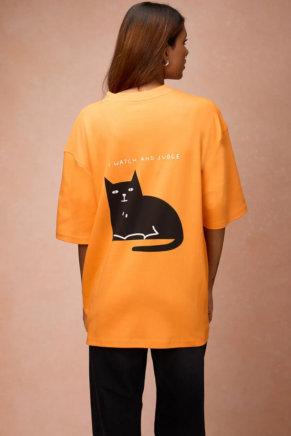 Women's I Watch And Judge Cat Orange T-Shirt