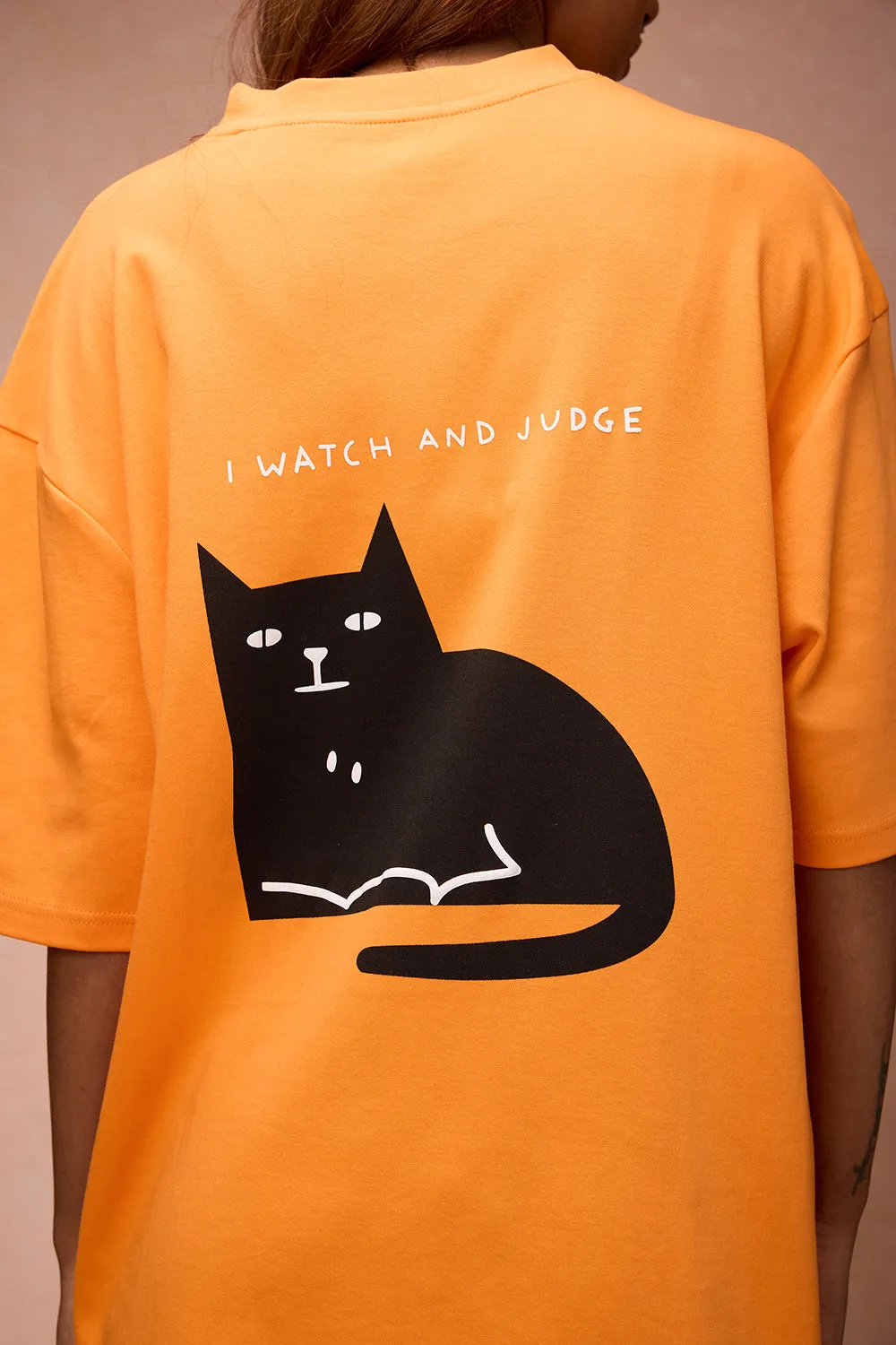 Women's I Watch And Judge Cat Orange T-Shirt