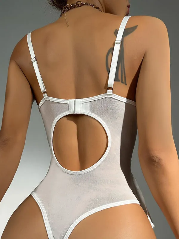 Women's Sexy Lace Fitted Backless Lingerie Bodysuit