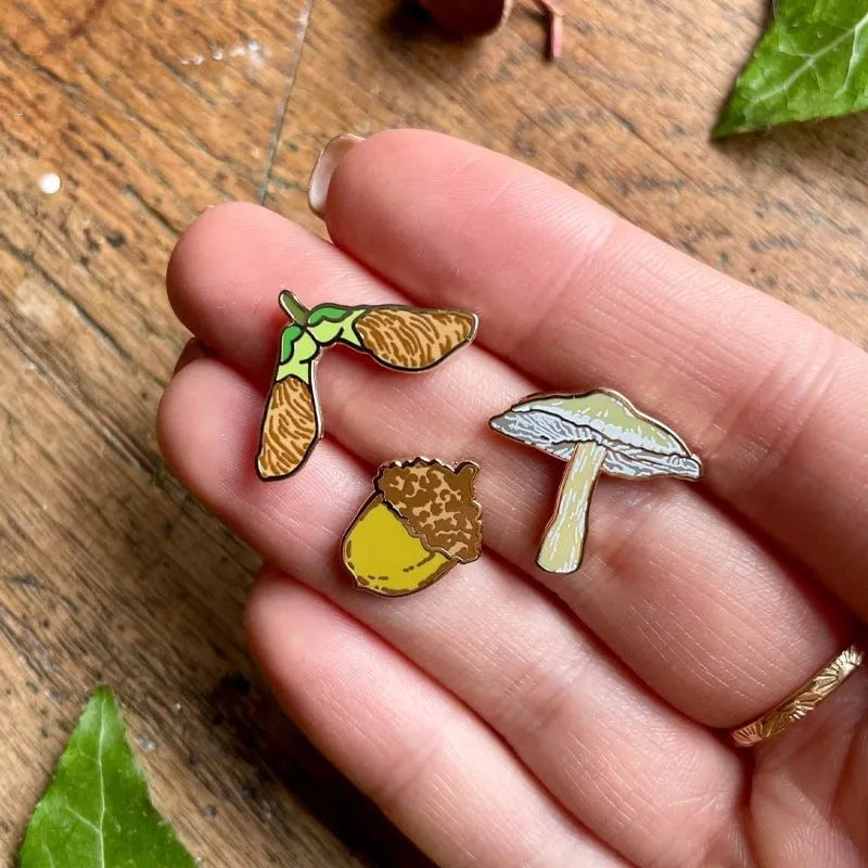Woodland Seeds Mini Enamel Pin Badge Set
